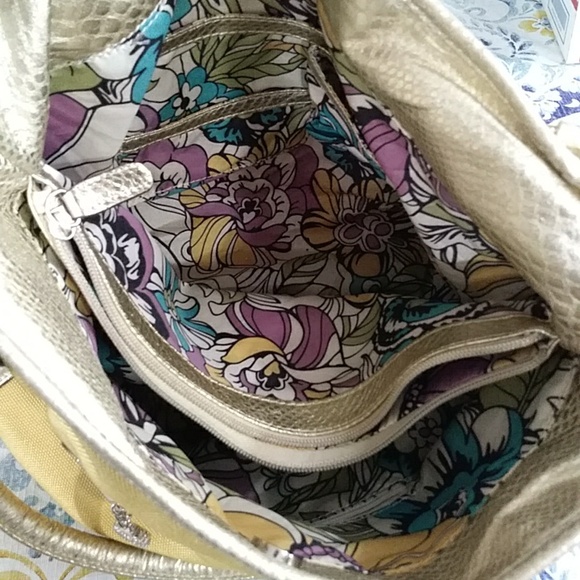 Kathy Van Zeeland Summer Yellow Canvas Hobo Bag *EUC* - Picture 12 of 12